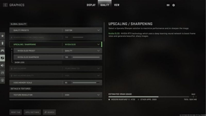 Modern Warfare 4 DLSS settings