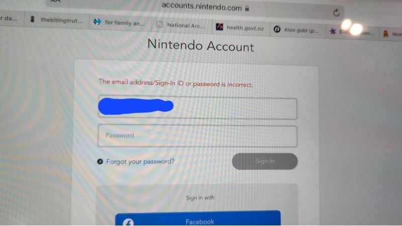 Nintendo Account login error fix